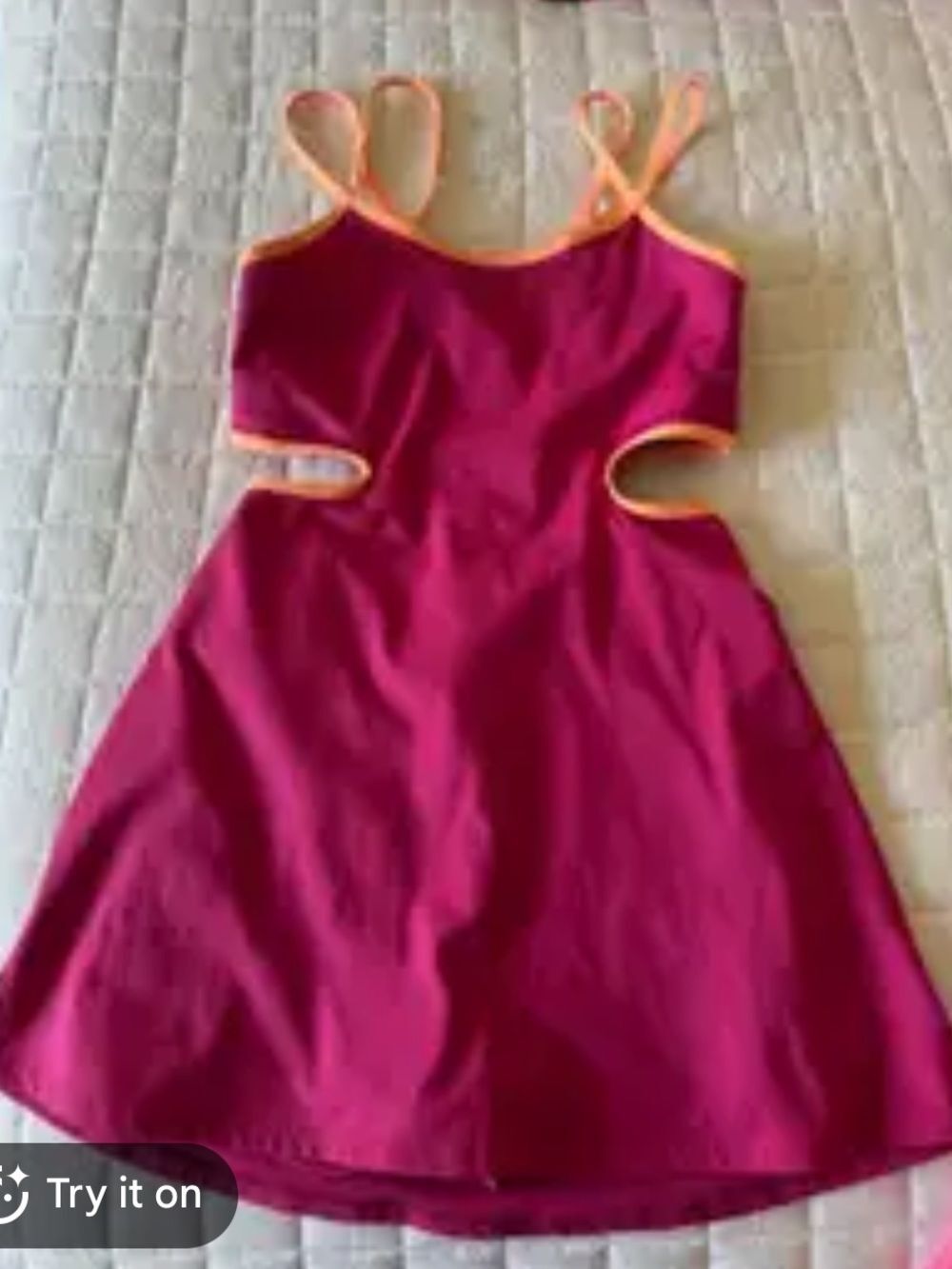 Free People One More Serve Cutout Athletic Dress Dragonfruit Color Combo Medium - Picture 7 of 11